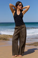 Transit Olive Pull On Waist Tie Barrel Leg Pants