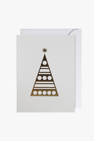 White With Gold Deco Tree Mini Greeting Card HW Christmas Oxted   