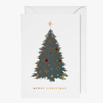 White with Green Christmas Tree Mini Greeting Card HW Christmas Oxted   