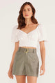 Willa Khaki Linen Belted Dress Shorts