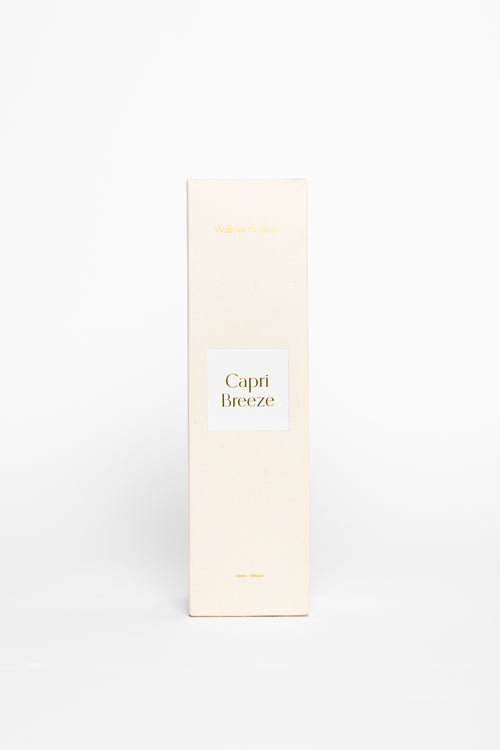 White rectangular box with 'Capri Breeze' branding on a white background