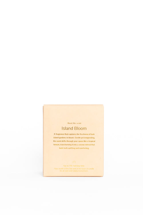 Product packaging for 'Island Bloom' on a light beige background