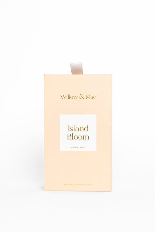 Willow & Mac Island Bloom perfume packaging on a white background