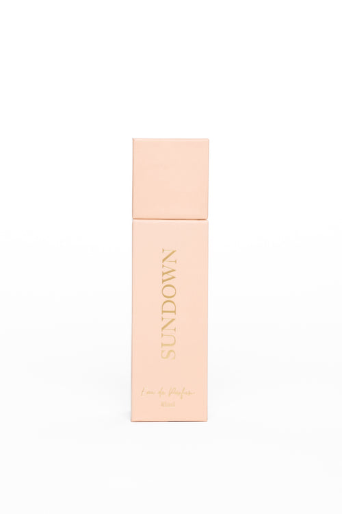 Cosmetic product with 'Sundown' branding on a white background