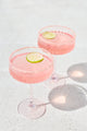 Pale Pink Ribbed Set 2 Coupe Cocktail Glasses