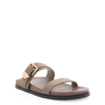 brown sandal with gold detailing