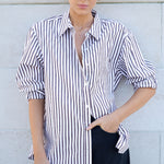 You Got This Chocolate Stripe Oversized Shirt