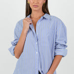 You Got This Blue Navy Stripe Oversized Boyfriend Shirt