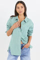 You Got This Forest Green Stripe Poplin Oversized Shirt