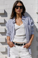 You Got This White Black Stripe Cotton Poplin Oversized Boyfriend Shirt