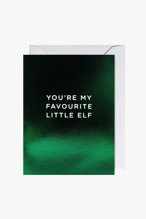 You're My Favourite Little Elf Green Mini Christmas Card HW Christmas Oxted   