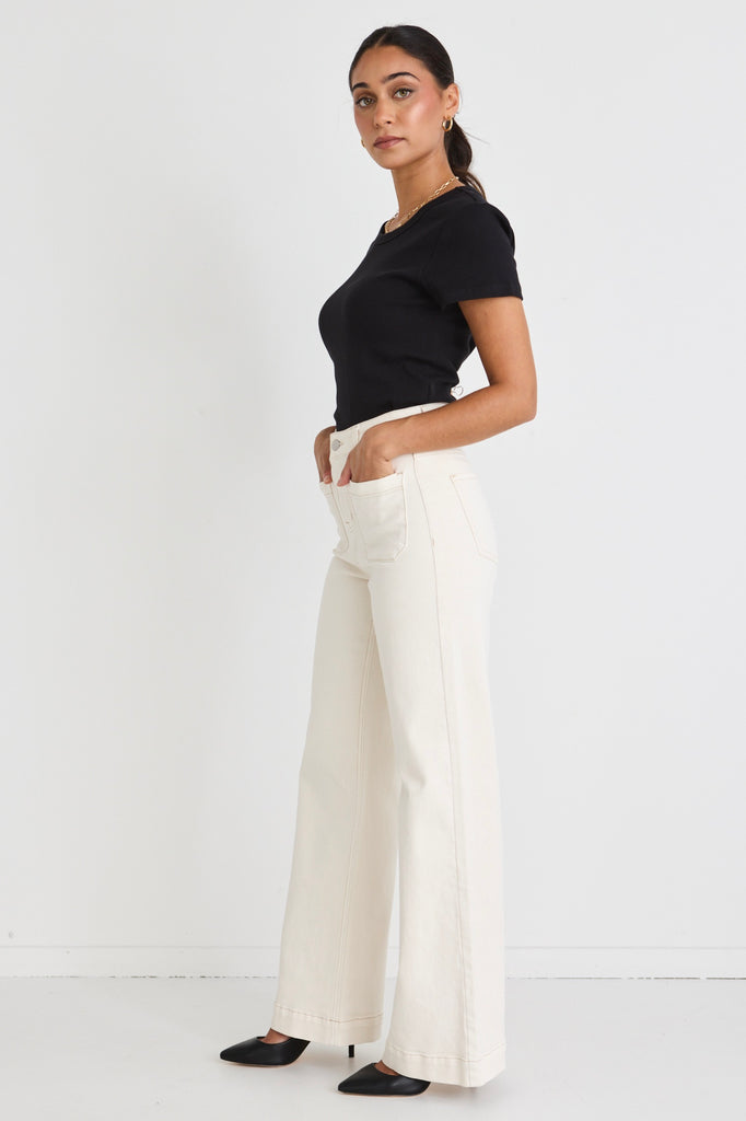 Shop Beige Wide Leg Jean Online | Flo & Frankie