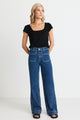 Zoey Classic Blue High Rise Wide Leg Pocket Jean