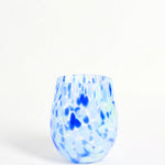 Stemless Blue Green Splatter Wine Glass