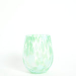 Stemless Green Aqua Splatter Wine Glass
