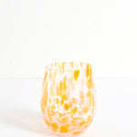 Stemless Orange White Splatter Wine Glass