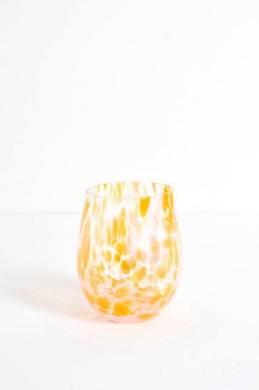 Stemless Orange White Splatter Wine Glass