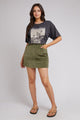 Belle Khaki Cord Mini Skirt