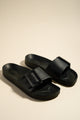 Cool Black Slippers with Single Buckle