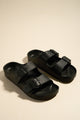 Cool Black Slippers with Double Buckle