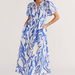 Mariella Blue White SS Midi Dress