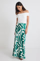 Breathe Green Zebra Satin Bias Maxi Skirt