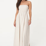 Casa Natural Strapless Linen Midi Dress WW Dress Huffer   