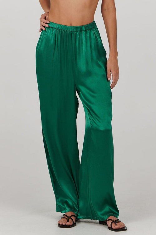 Emerald Green Trousers - Green Satin Trousers - High-Rise Pants - Lulus