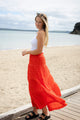 Charming Sunset Shirred Cotton Tiered Maxi Skirt