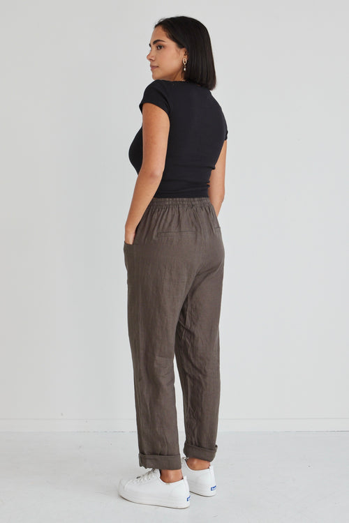 Cruise Dark Olive Linen Tapered Jogger WW Pants Among the Brave   