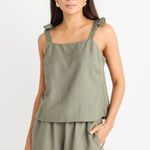 Enriched Khaki Linen Blend Straight Cami