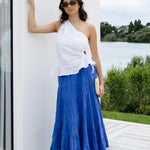 Lyrical Electric Blue Cotton Voile Multi Tiered Maxi Skirt