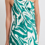 Fame Green Zebra Satin One Shoulder Bias Slip Dress