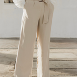 Fearless Sand Dune Pleat Front High Waist Belted Wide Leg Pant