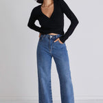 Feel Good Black Ls Wrap Rib Knit Top WW Top Among the Brave   