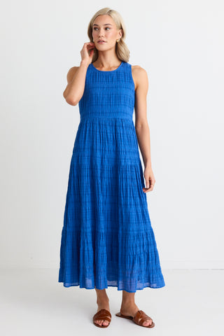 Florentena Cobalt Sleeveless Tiered Maxi Dress