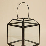 Glass with Black Metal Trim Lantern