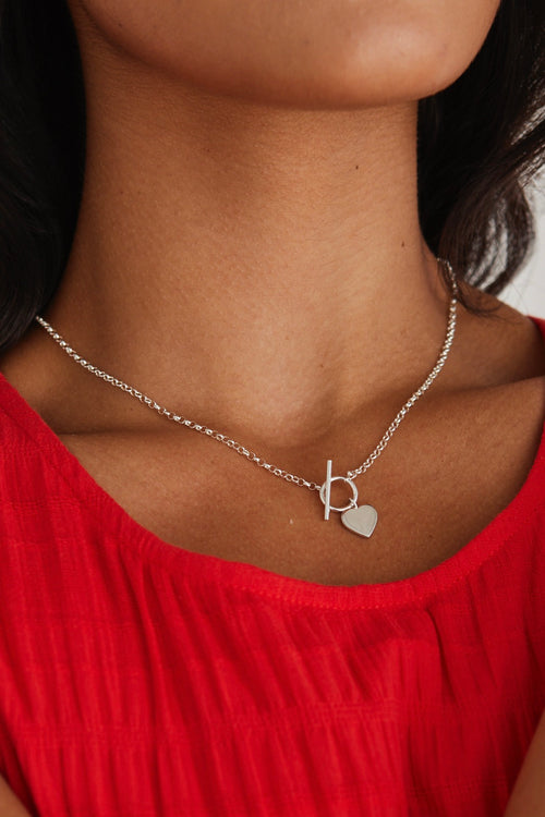 Heart Fob Silver Necklace ACC Jewellery Georgia Mae   