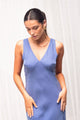 Horizon Slate Blue Cupro Blend Sleeveless Maxi Dress