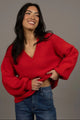 Nouveau Scarlet V Neck Wool Blend Jumper