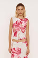 Chloe White Rose Mesh Sleeveless Top