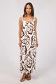 Lucia Vintage White Choc Floral Print Sleeveless Maxi Dress