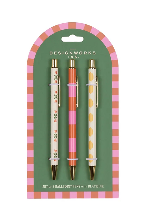 Dopo Green Flower Stripe Lemon Set 3 Pens