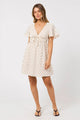 Imani Vanilla Spot Flutter Sleeve Mini Dress