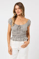 Tilda Grey Check Ruched Sleeveless Top