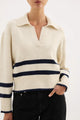 Archer Cream Stripe Collared Rugby Knit