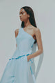 Amaya Bermuda Blue One Shoulder Cupro Tie Top