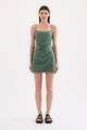 Rani Emerald Strappy Linen Mini Dress