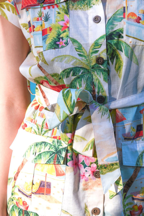 Cargo-On Palm Beach Natural SS Mini Shirt Dress