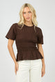 Lipa Ruched Brown SS Top